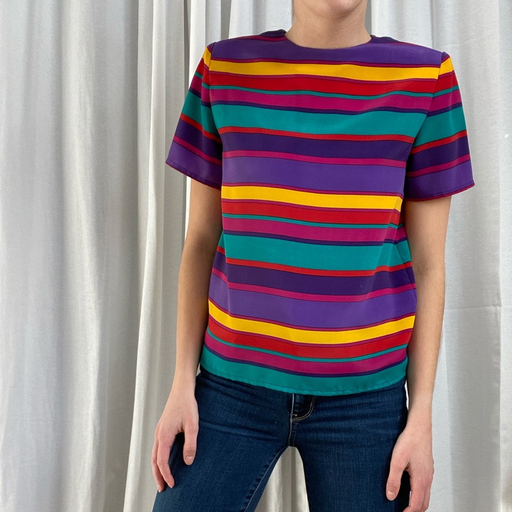 Vintage Illustrations Striped Blouse Sz Small